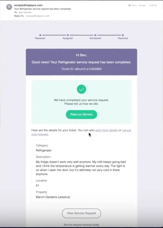 Resident survey invitation email