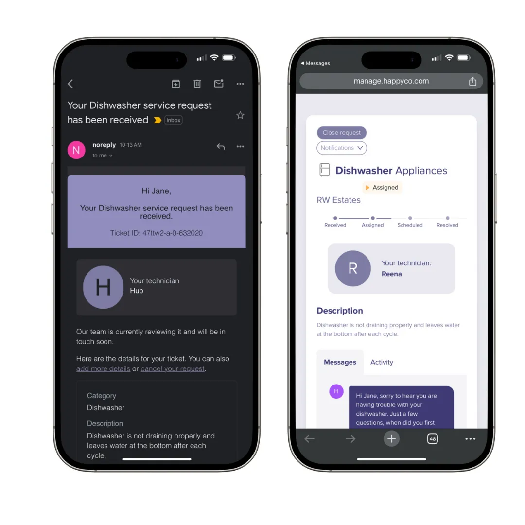 Mobile email notification example
