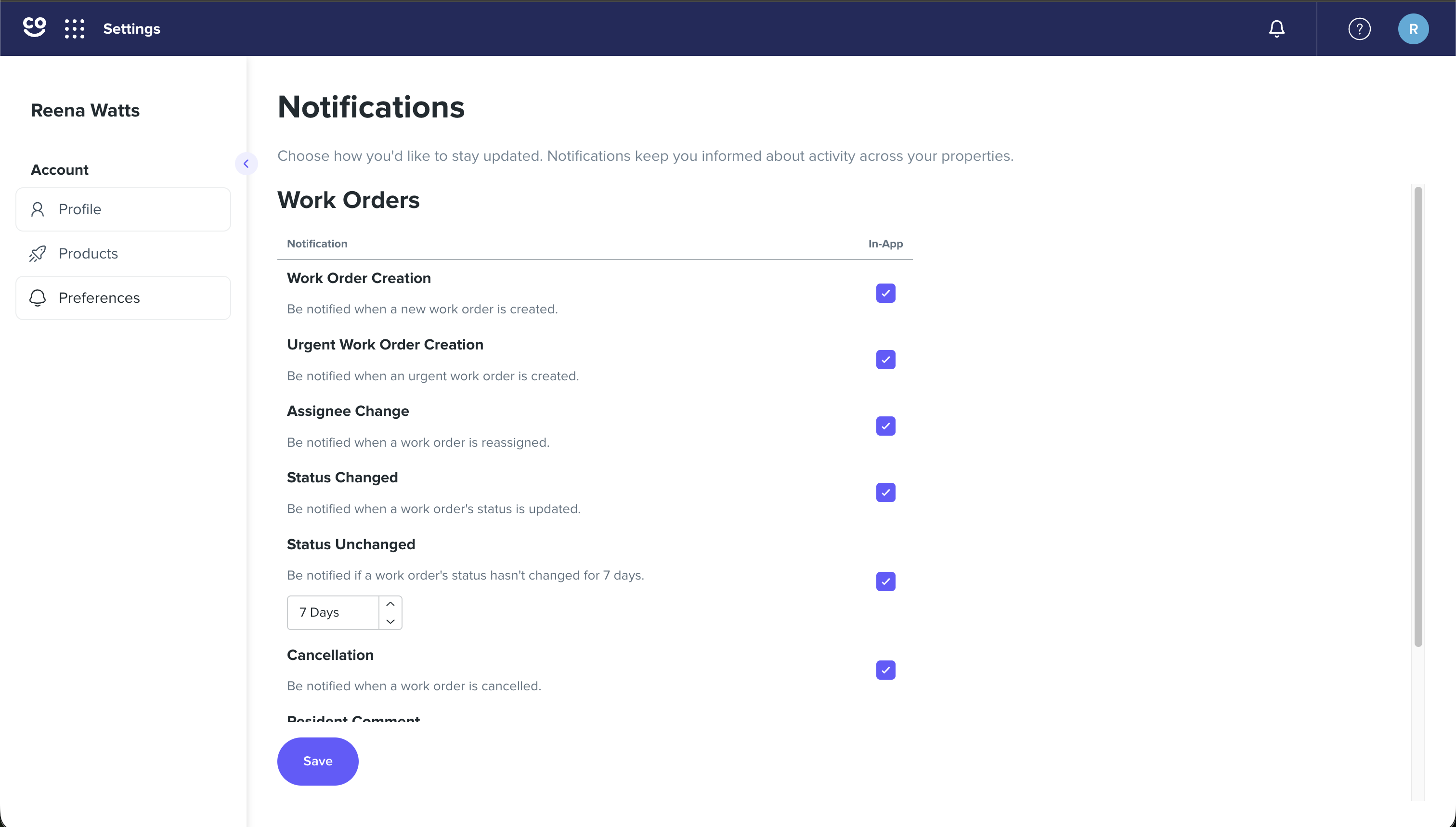 Notification settings in HappyCo Manage